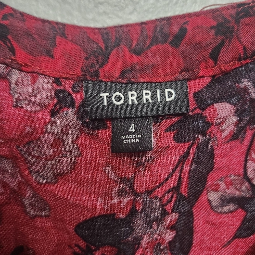 Torrid women's button-down shirt tunic blouse size 4 red and black smock… - Picture 5 of 9